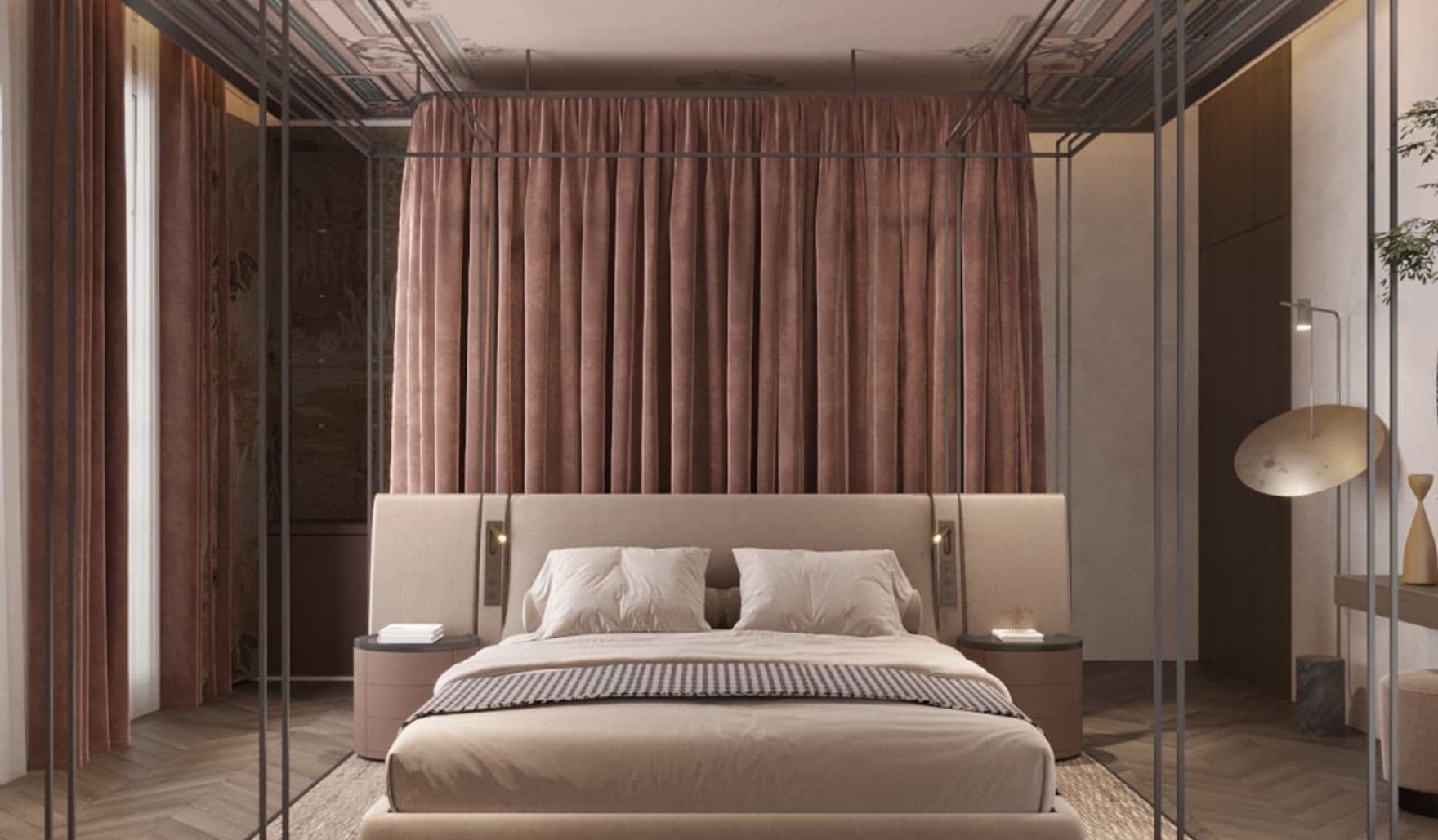 The Junior Suite at Tamara Haus, softly lit with period furnishings.