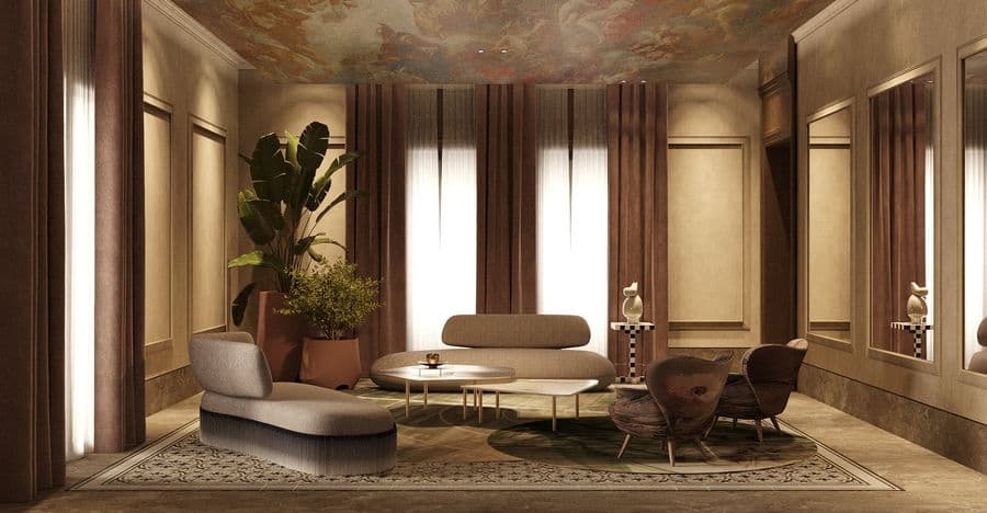 The Two-Bedroom Residence at Tamara Haus, dressed in warm, historic tones.